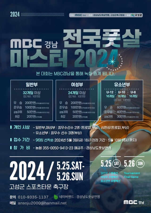 1 고성군, ‘MBC경남 전국풋살마스터 2024’ 최초 개최(대회 포스터).jpg